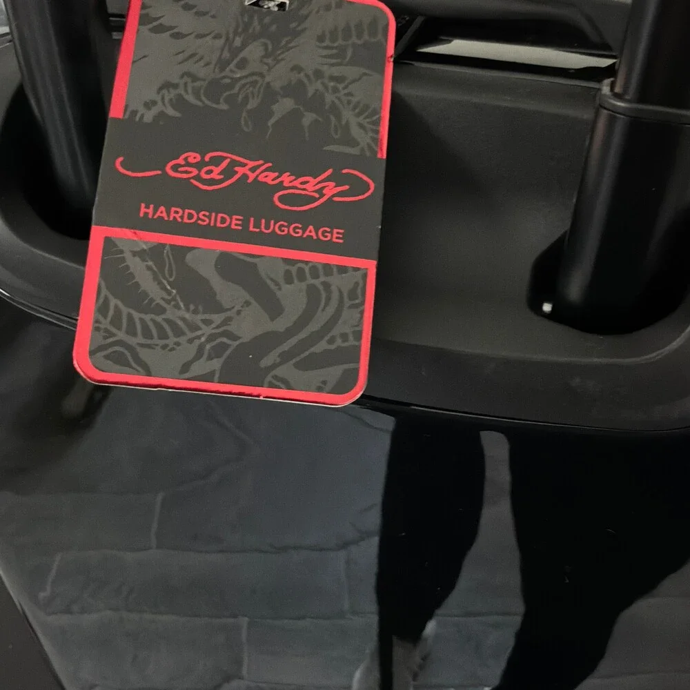 Ed Hardy 20 Inch Carry-On Hardside Luggage Spinner Wheels Tattoo Print